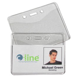 C-Line® Heavy Duty ID Badge Holders, Vinyl, Horizontal, 2-3/8 x 3-3/8, Box of 100