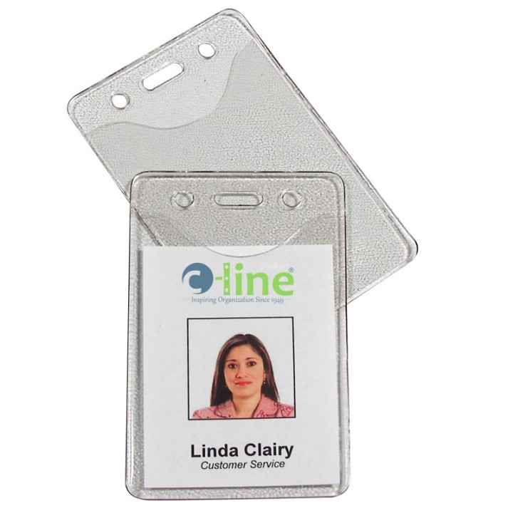 C-Line® Heavy Duty ID Badge Holders, Vinyl, Vertical, 2-3/8 x 3-3/8, Box of 100