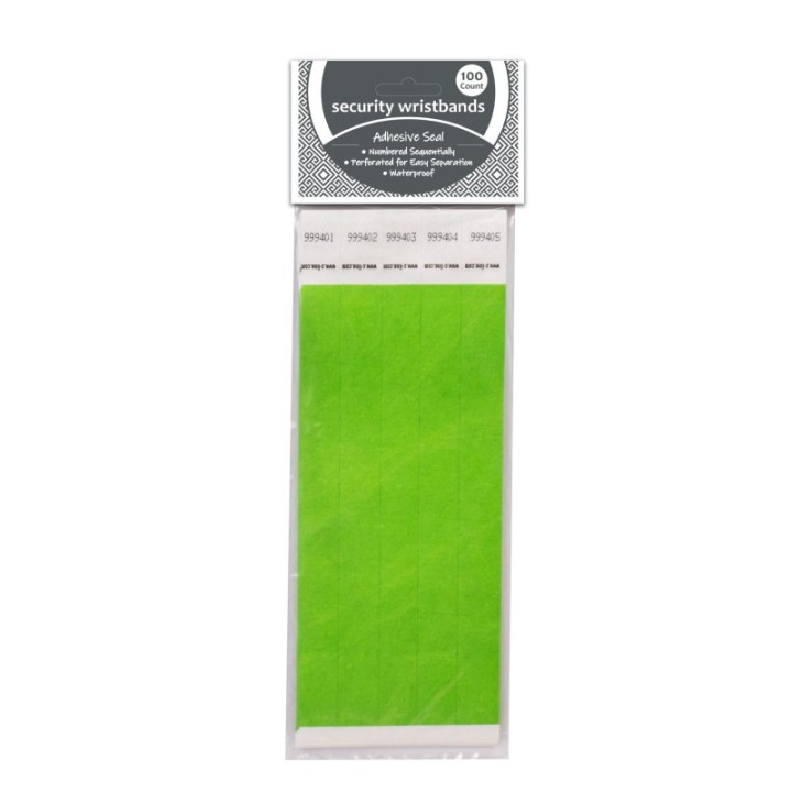 C-Line® DuPont™ Tyvek® Security Wristbands, Green, Pack of 100