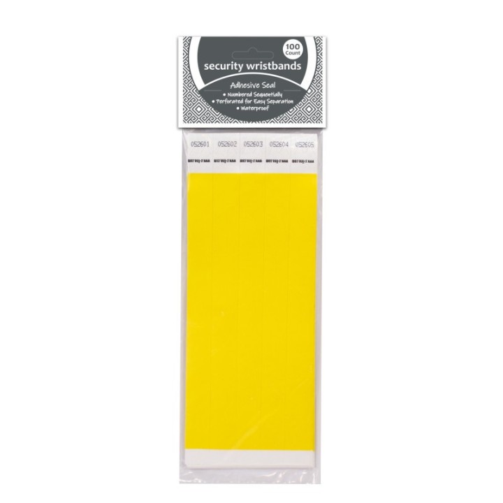 C-Line® DuPont™ Tyvek® Security Wristbands, Yellow, Pack of 100
