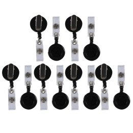 C-Line® Retracting ID Card Reels, Black, Swiveling Spring Clip with Snap-on ID Strap, Pack of 12