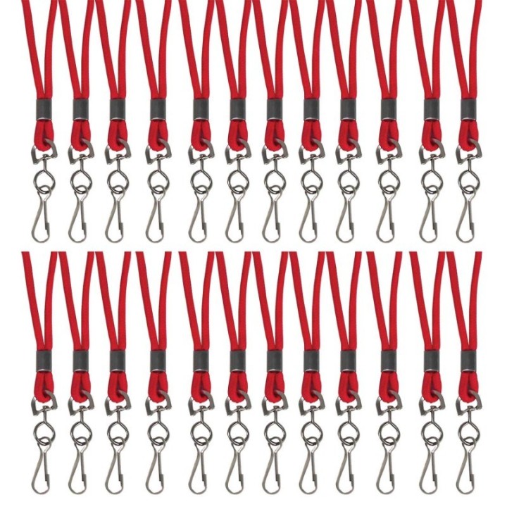 C-Line® Standard Lanyard, Red, Swivel Hook, Pack of 24