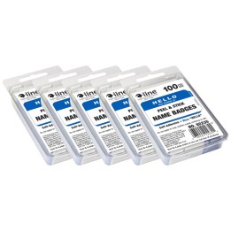 C-Line® Pressure Sensitive Badges, Hello my name is, Blue, 3-1/2" x 2-1/4", 100 Per Pack, 5 Packs