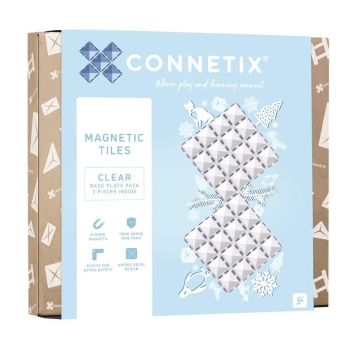 Connetix Magnetic Tiles Clear Base Plate Pack, 2 Pieces