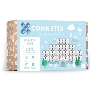 Connetix Magnetic Tiles Clear Rectangle Pack, 12 Pieces