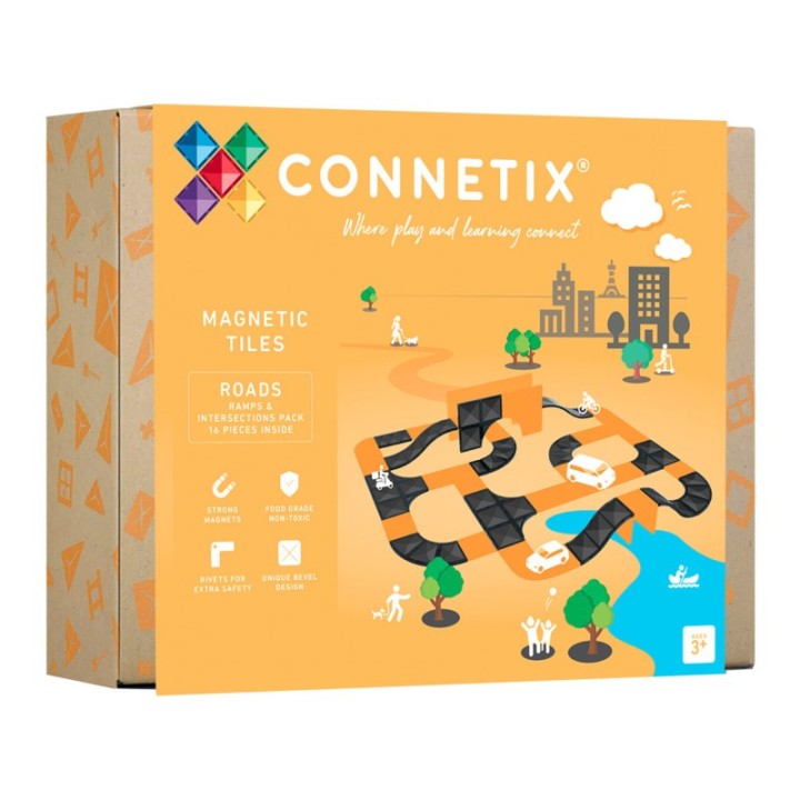 Connetix Magnetic Tiles Ramps & Intersections Pack, 16 Pieces