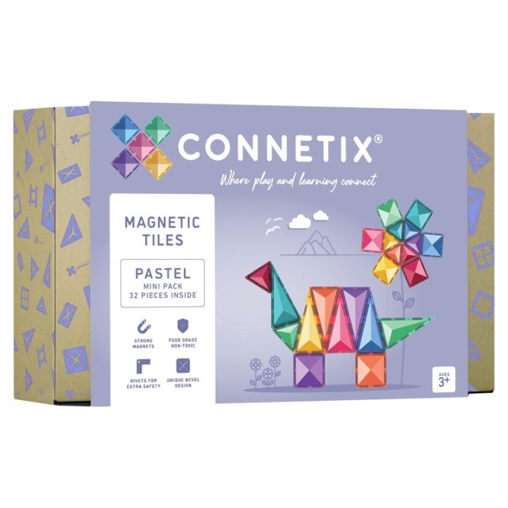 Connetix Magnetic Tiles Pastel Mini Pack, 32 Pieces
