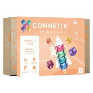 Connetix Magnetic Tiles Pastel Square Pack, 40 Pieces