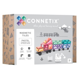 Connetix Magnetic Tiles Pastel Transport Pack, 50 Pieces