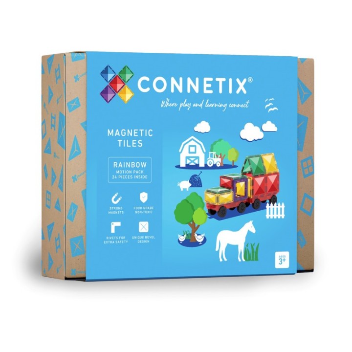 Connetix Magnetic Tiles Rainbow Motion Pack, 24 Pieces