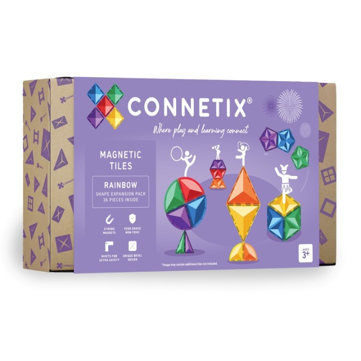 Connetix Magnetic Tiles Rainbow Shape Expansion Pack, 36 Pieces