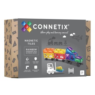Connetix Magnetic Tiles Rainbow Transport Pack, 50 Pieces