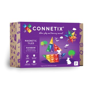 Connetix Magnetic Tiles Rainbow Starter Pack, 60 Pieces