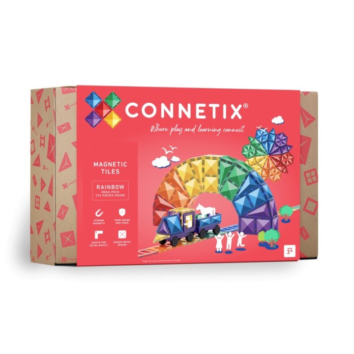 Connetix Magnetic Tiles Rainbow Mega Pack, 212 Pieces
