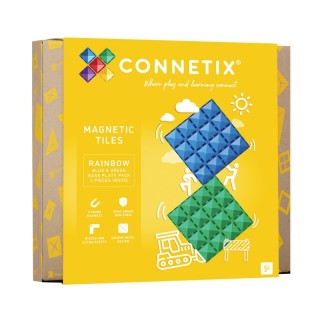 Connetix Magnetic Tiles Rainbow Blue & Green Base Plate, 2 Pieces