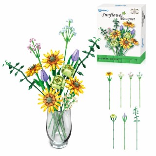 Contixo BK04 Sunflower Bouquet Flordal Collection Building Block Set, 975 Pieces