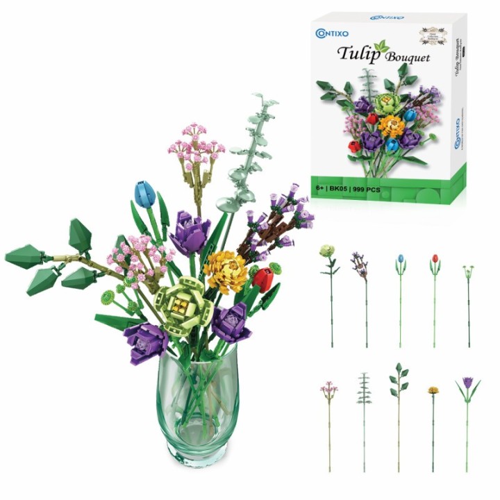 Contixo BK05 Tulip Bouquet Floral Collection Building Block Set