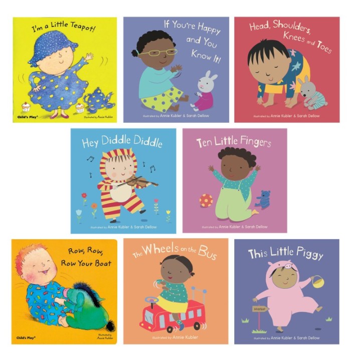 Child's Play Books Nursery Rhyme Board Book, Set of 8 with CD