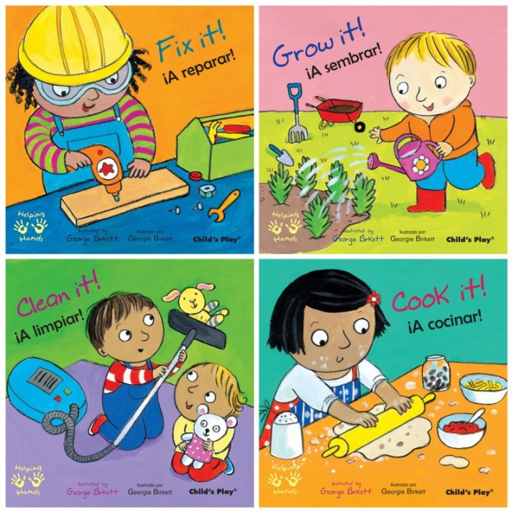 Child's Play Books Helping Hands/Manos Amigas Bilingual Books, Set of 4
