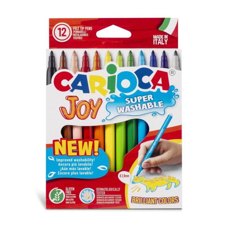 CARIOCA Joy Fine Tip Washable Felt Tip Pens - 12 Pieces