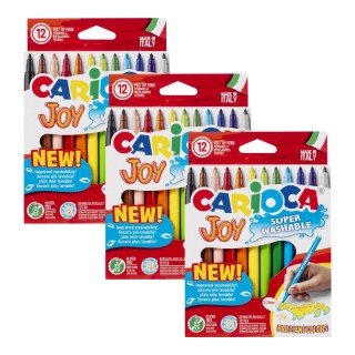 CARIOCA Joy Fine Tip Washable Felt Tip Pens, 12 Per Pack, 3 Packs