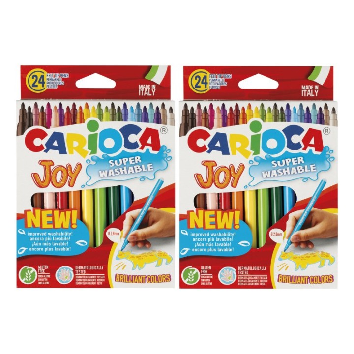 CARIOCA Joy Fine Tip Washable Felt Tip Pens, 24 Per Pack, 2 Packs