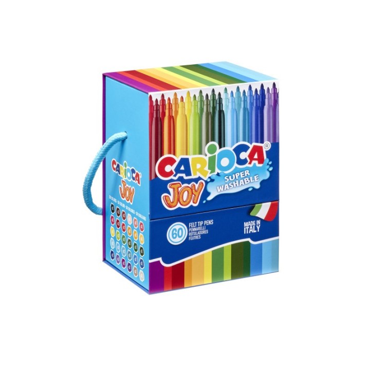 CARIOCA Joy Washable Hard Box Fine Tip Felt Tip Pens - 60 Pieces