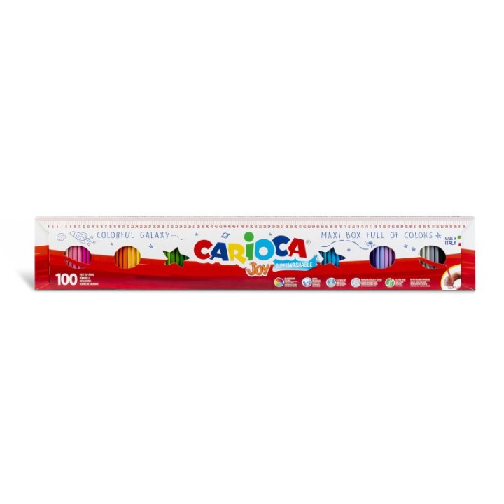 CARIOCA Joy Fine Tip Felt Tip Washable Pens 1 Meter - 100 Pieces