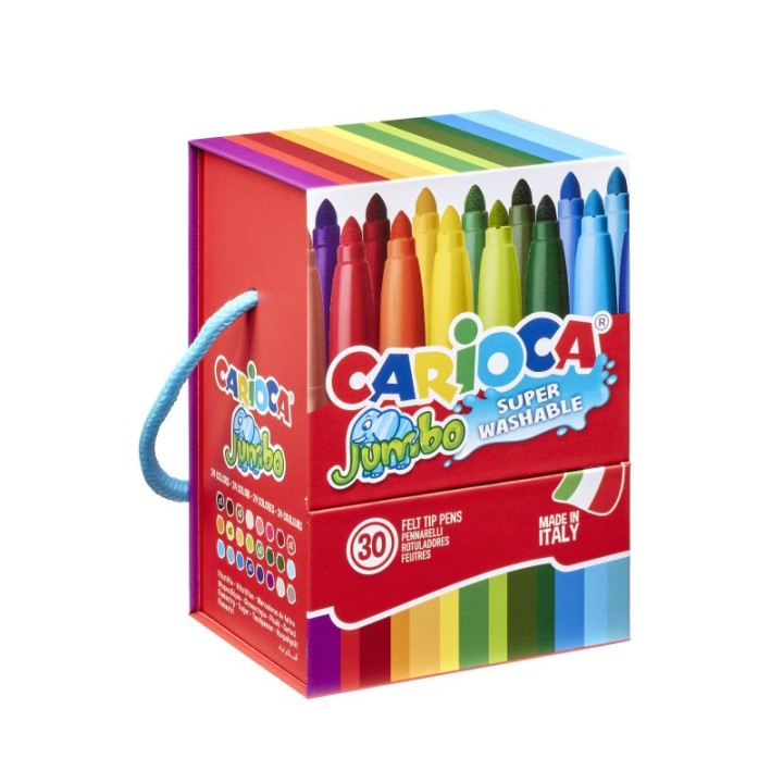 CARIOCA Jumbo Maxi Tip Felt Tip Washable Pens Hard Box- 30 Pieces
