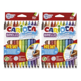 CARIOCA Birello Double Tip Washable Felt Tip Pens, 12 Per Pack, 2 Packs