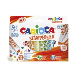 CARIOCA Stamperello Felt Tip Washable Pens Color & Stamp- 12 Pieces