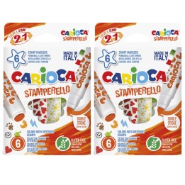 CARIOCA Stamperello Color & Stamp Washable Felt Tip Pens, 6 Per Pack, 2 Packs