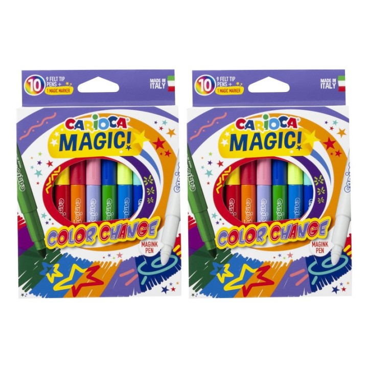 CARIOCA Magic Felt Tip Pens Color Change, 10 Per Pack, 2 Packs