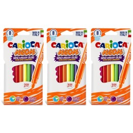 CARIOCA Neon Washable Felt Tip Pens, 8 Per Pack, 3 Packs