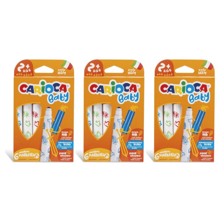 CARIOCA BABY Valorous Washable Marker, 6 Per Pack, 3 Packs