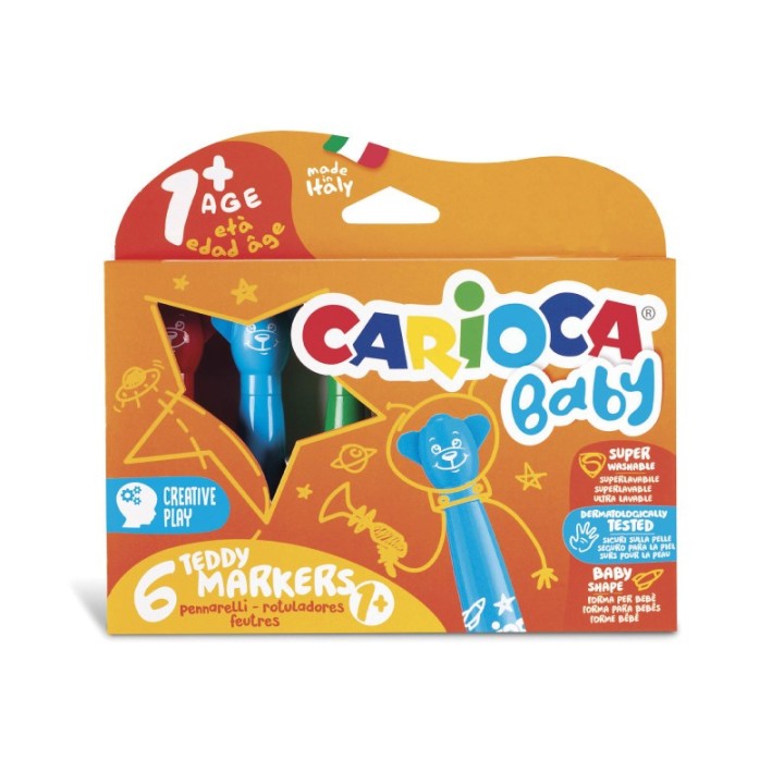 CARIOCA BABY Teddy Washable Markers - 6 Pieces