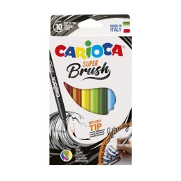 CARIOCA Super Brush Washable Felt Tip Pens - 10 Pieces