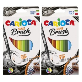 CARIOCA Super Brush Washable Felt Tip Pens, 10 Per Pack, 2 Packs