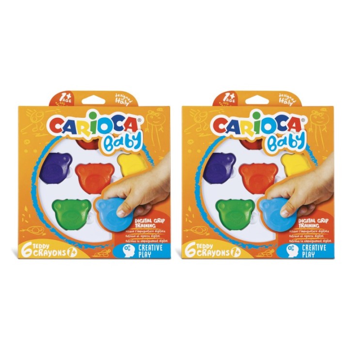 CARIOCA BABY Teddy Crayons, 6 Per Pack, 2 Packs