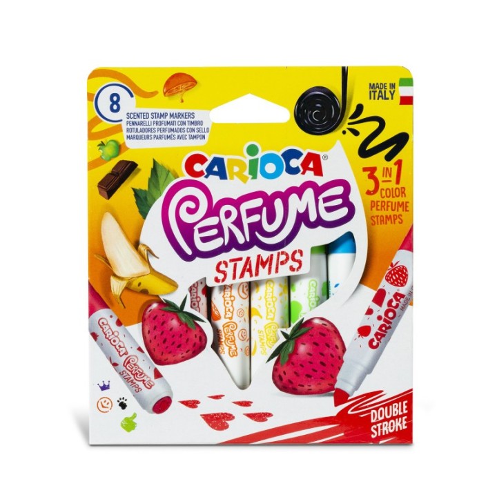 CARIOCA Perfume Stamps Felt Tip Washable Pens - 8 Pieces