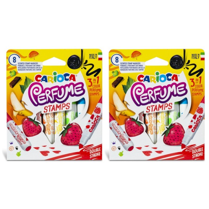 CARIOCA Perfume Stamps Felt Tip Washable Pens, 8 Per Pack, 2 Packs