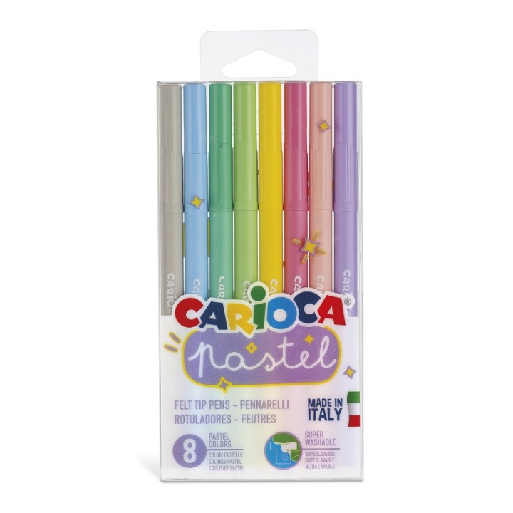 CARIOCA Pastel Washable Felt Tip Pens - 8 Pieces