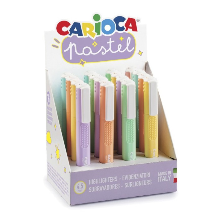 CARIOCA Pastel Washable Highlighters Display - 16 Pieces