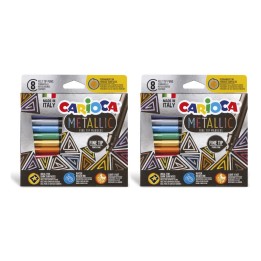 CARIOCA Metallic Felt Tip Pens Fine Tip Markers, 8 Per Pack, 2 Packs