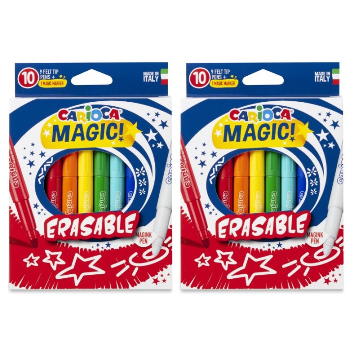 CARIOCA Magic Erasable Felt Tip Pens, 10 Per Pack, 2 Packs