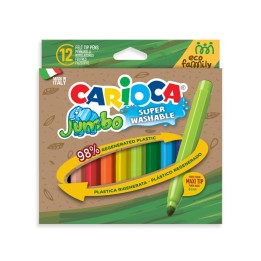 CARIOCA Eco Family Jumbo Maxi Tip Washable Felt Tip Pens - 12 Pieces