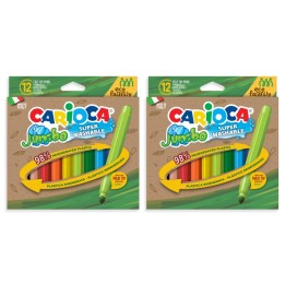 CARIOCA Eco Family Jumbo Maxi Tip Washable Felt Tip Pens, 12 Per Pack, 2 Packs