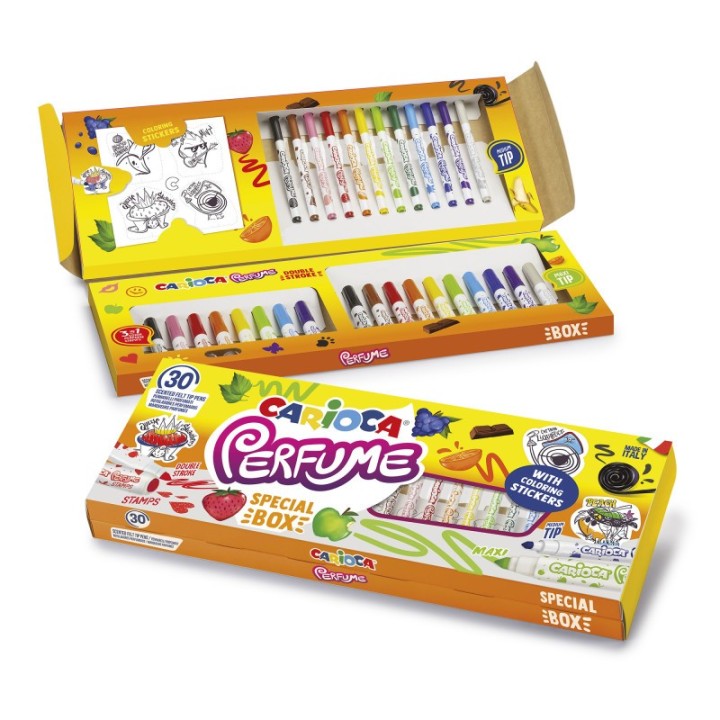 CARIOCA Perfume Felt Tip Washable Pens Special Box - 30 Pieces + Stickers