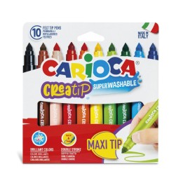 CARIOCA Creatip Maxi Tip Washable Felt Tip Pens - 10 Pieces