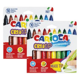 CARIOCA Creatip Maxi Tip Washable Felt Tip Pens, 10 Per Pack, 2 Packs